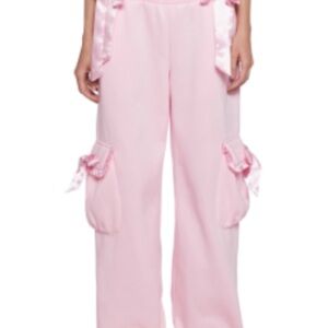 Sugar Thrillz Pink Wide Leg Pants with Ribbon Accents